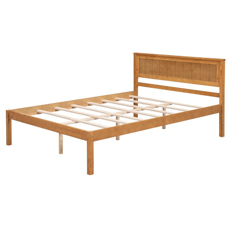 Platform Bed Frame with Headboard, Slatted Support System, No Box Spring Needed