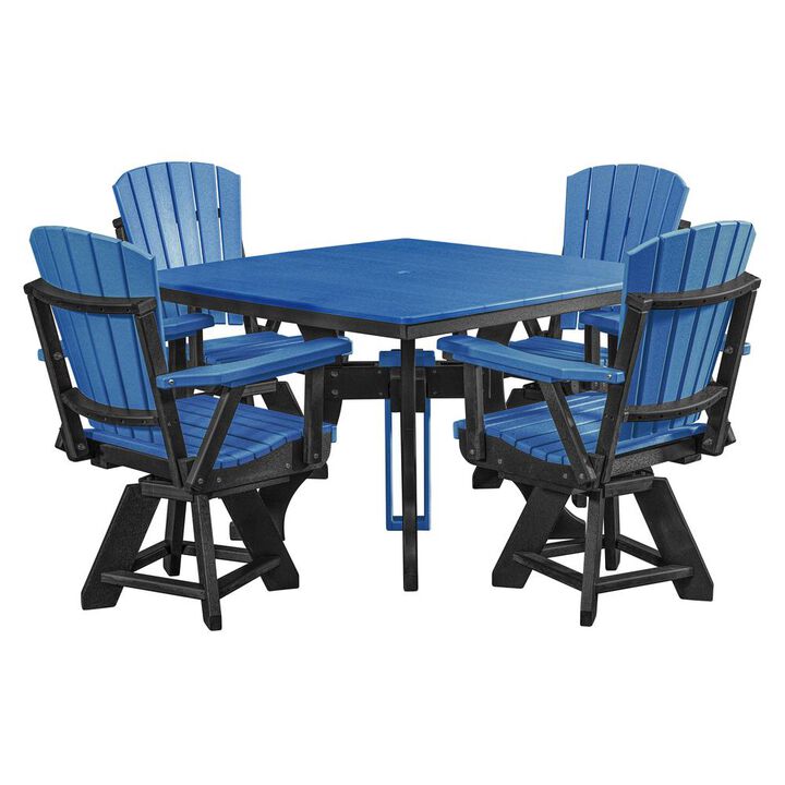 American Furniture Classics Five Piece Square Dining Height Dining Set in Blue with a Black Base