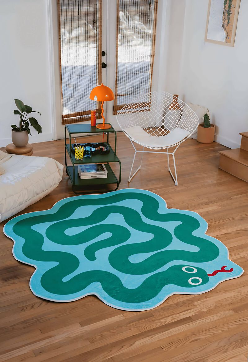 Lany Space Area Rug, Washable Rugs Non-Slip, Spiral Snake Design Rug for Living Room image number 1