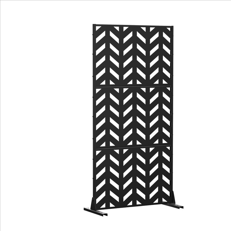 Arched Metal Outdoor Privacy Screen, Freestanding Outdoor Divider Decorative Privacy Fence