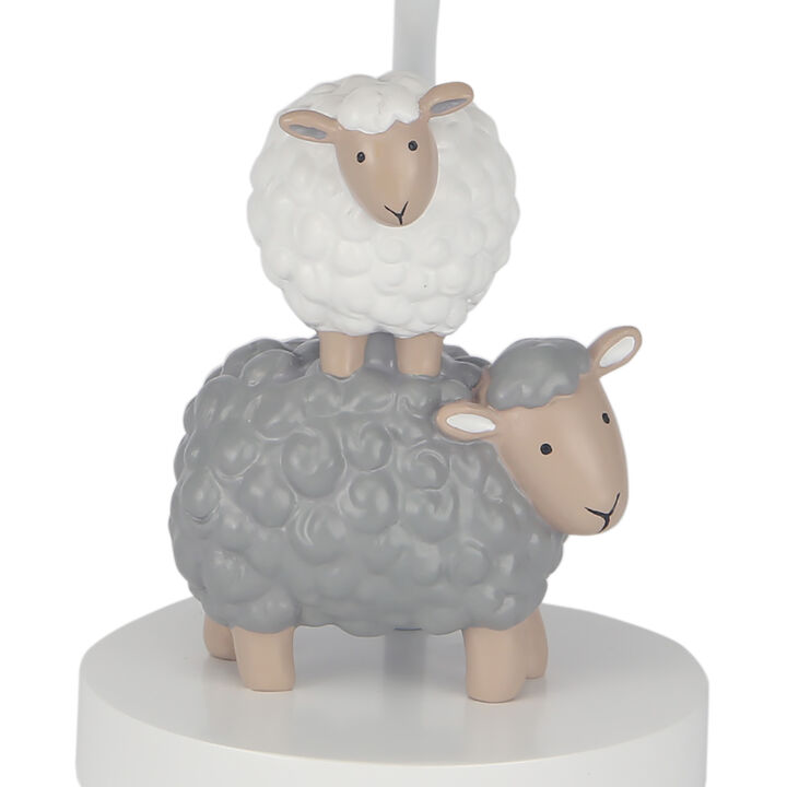 Lambs & Ivy Baby Farm Grey/White Lamb/Sheep Nursery Lamp with Shade & Bulb