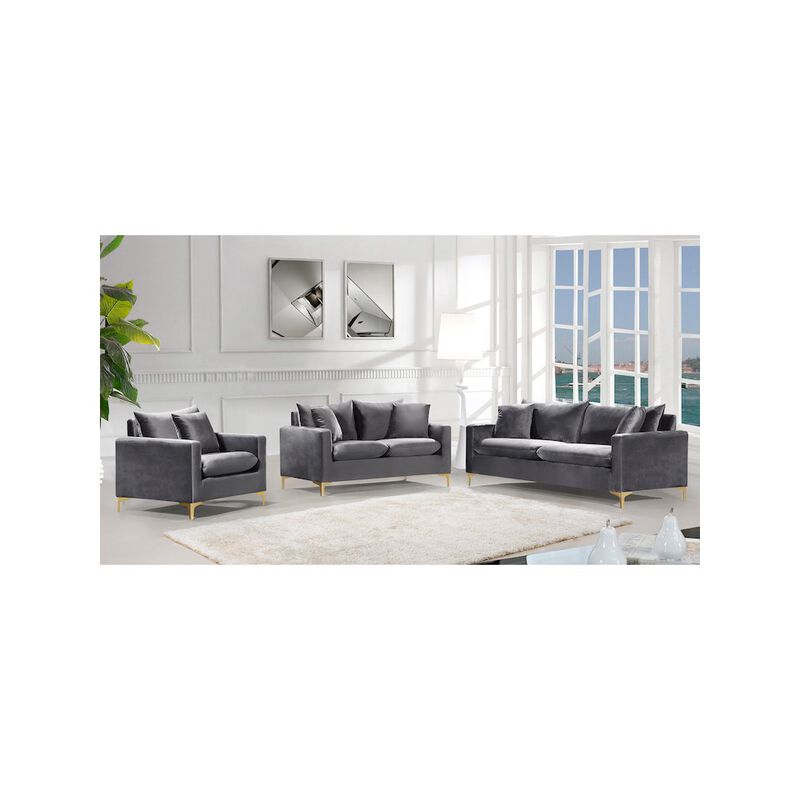 Meridian Furniture Naomi Grey Velvet Loveseat