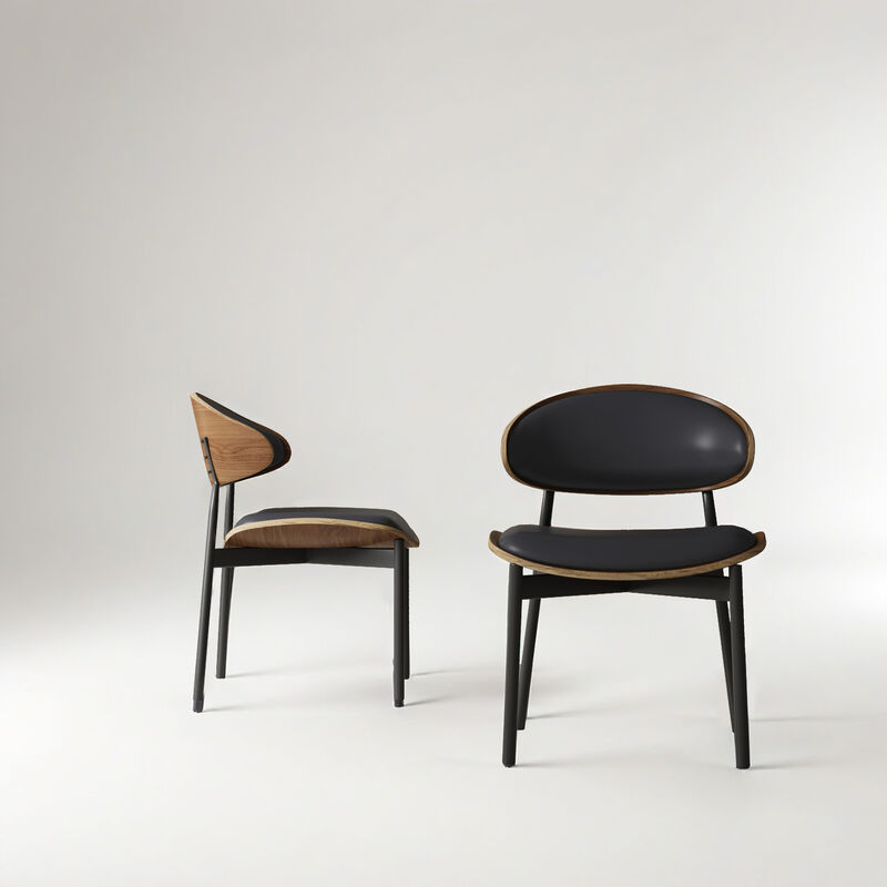 Leather Dining Chair with Wooden Frame & Metal Legs 2-piece 20.47"