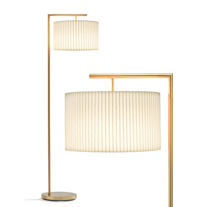 Montage Modern LED Floor Lamp - Pleated Shade in Brass