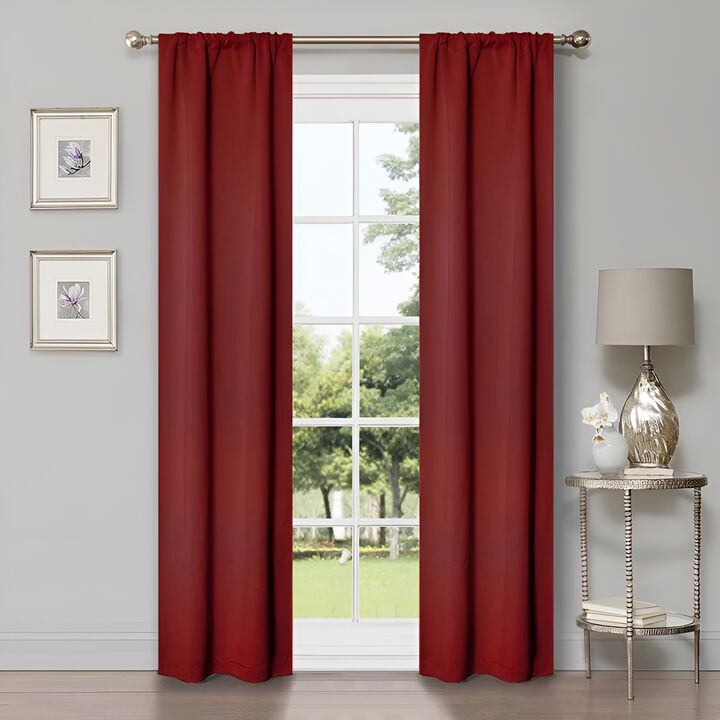 Set of 2 Blackout Curtains Rod Pocket Solid Room Darkening