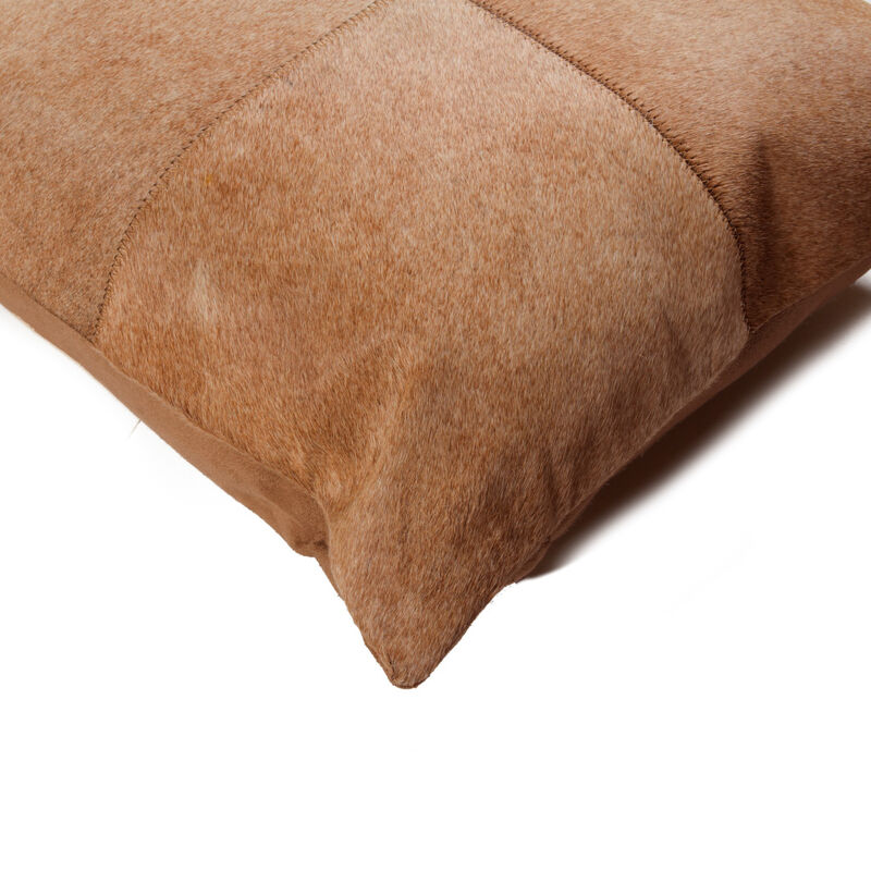 HomeRoots Set of Two 18" Tan Cowhide Throw Pillows image number 4
