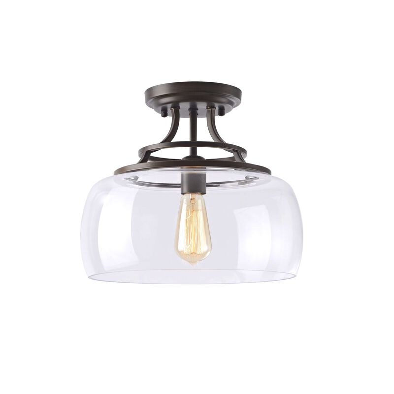 Liora 13.2" Mouth-blown Round Clear Glass Semi Flush Mount image number 0