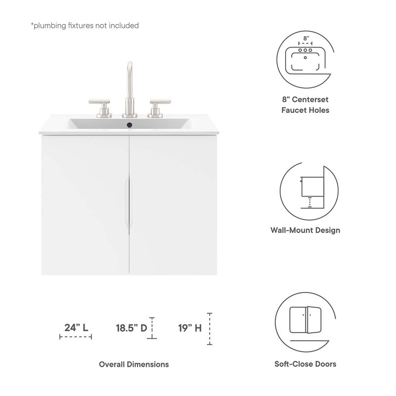 Vitality 24" Bathroom Vanity Cabinet (Sink Basin Not Included)