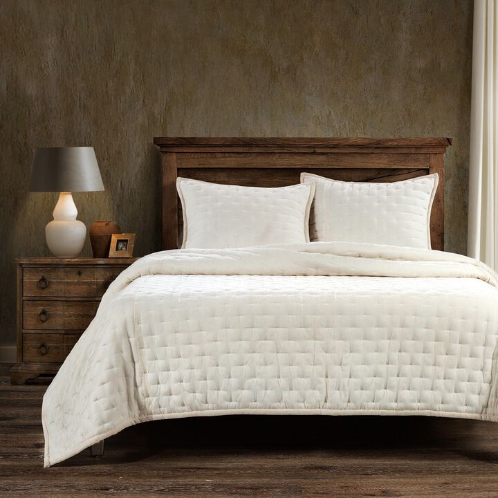 Stella Pintuck Stone Full/Queen Quilt Set