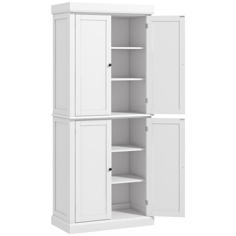 HOMCOM Modern Kitchen Pantry, 6-Tier Cabinet Organizer w/ 4 Adjustable, White