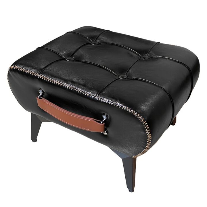Vintage Button-Tufted Ottoman Footstool