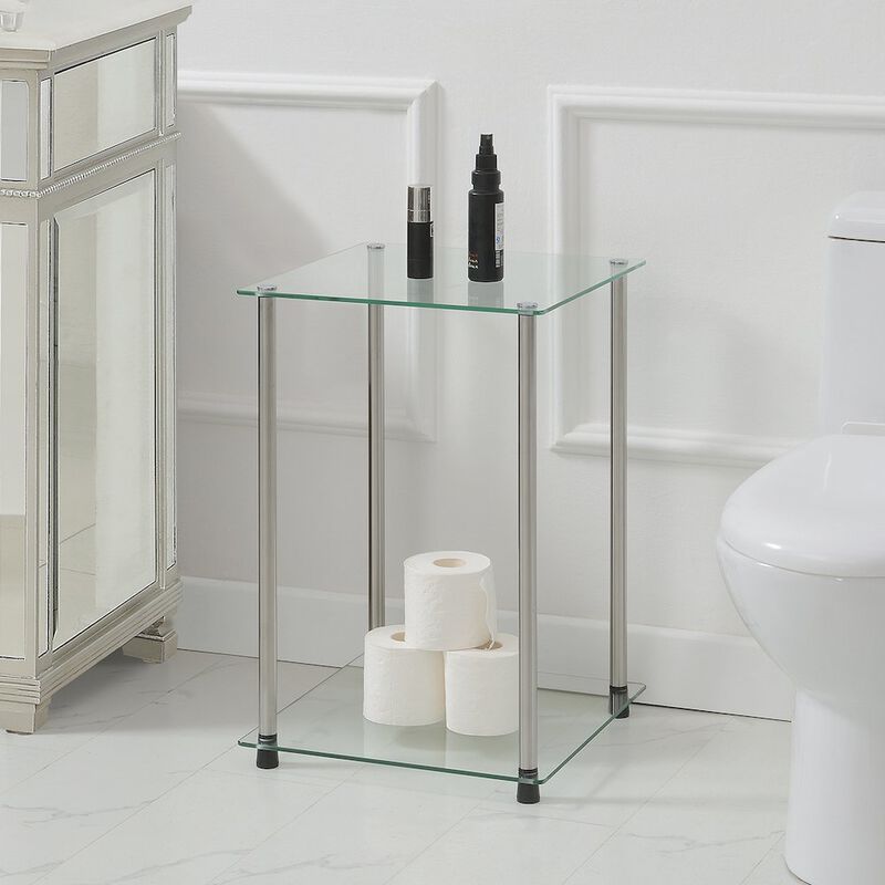 Convenience Concepts Designs2Go Classic Glass 2 Tier Square End Table