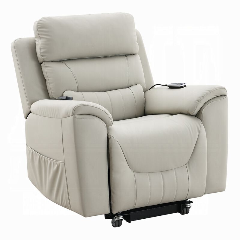Arshie Power Lift Recliner Chair, Heating n Massage, Gray Faux Leather