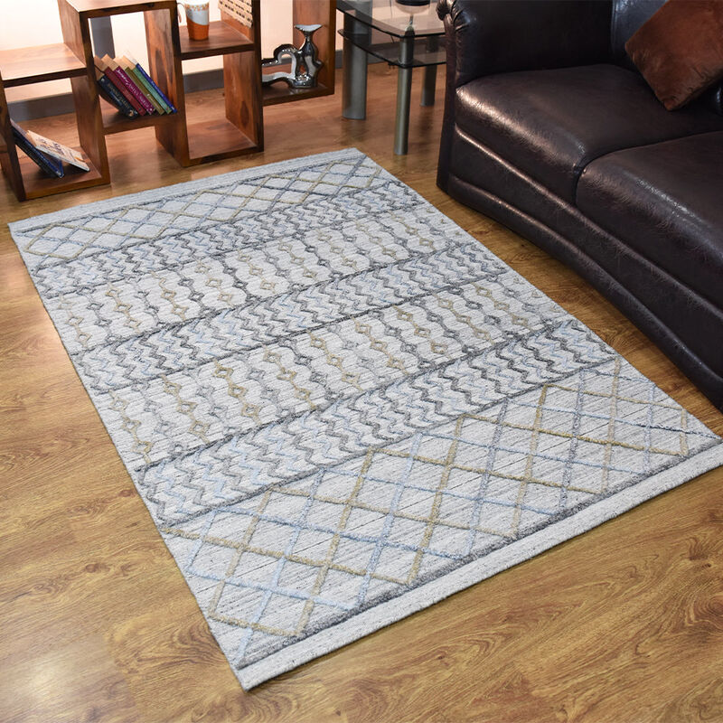 RUGSOTIC CARPETS HAND WOVEN FLAT WEAVE KILIM POLYESTER ECO-FRIENDLY AREA RUGS  - Geometric Modern Design, Low Pile  Handmade Area Rugs (DP0009) image number 1
