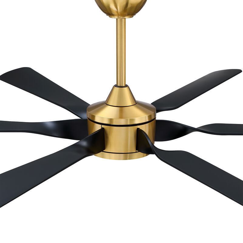 60" Brushed Gold Modern Reversible DC Dimmable Aero 6 Blade Large Ceiling Fan with LED Light and Remote image number 8