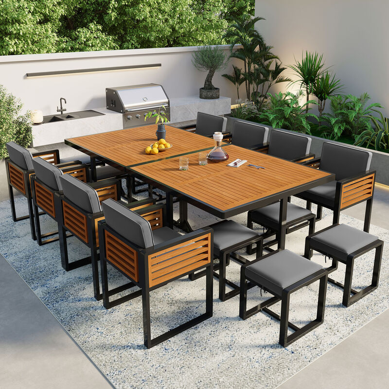 Merax Space Saving Outdoor Patio Acacia Wood Dining Set