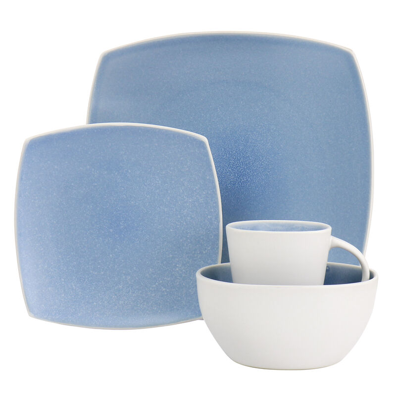 Gibson Elite 16 Piece Soho Lounge Reactive Glaze Stoneware Dinnerware Set in Light Blue