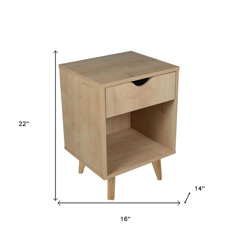 Bedroom Nightstand with Single Drawer &ndash; Wood and Manufactured Wood Construction image number 4