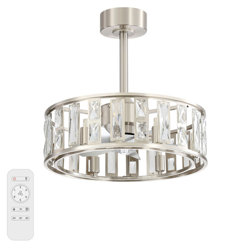 Breezary 20-in Nickel Indoor Cage Ceiling Fan with Light Remote (5-Blade) image number 1