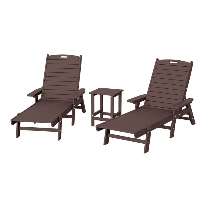 WestinTrends Poly Reclining Chaise Lounge Set With Table