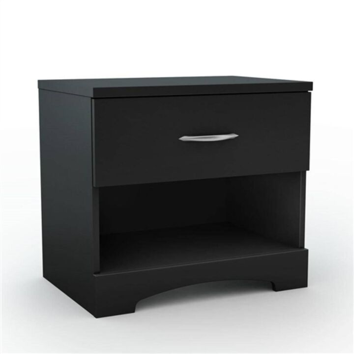 Hivvago Modern 1 Drawer Nightstand End Side Table Storage in Black