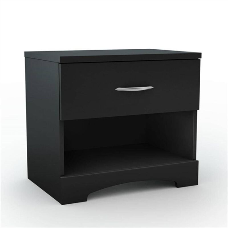 Hivvago Modern 1 Drawer Nightstand End Side Table Storage in Black