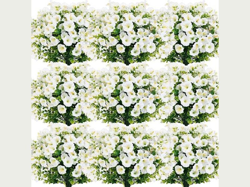 36 Bundle White Artificial Morning Glory Flowers UV Resistant Outdoor Garden image number 1