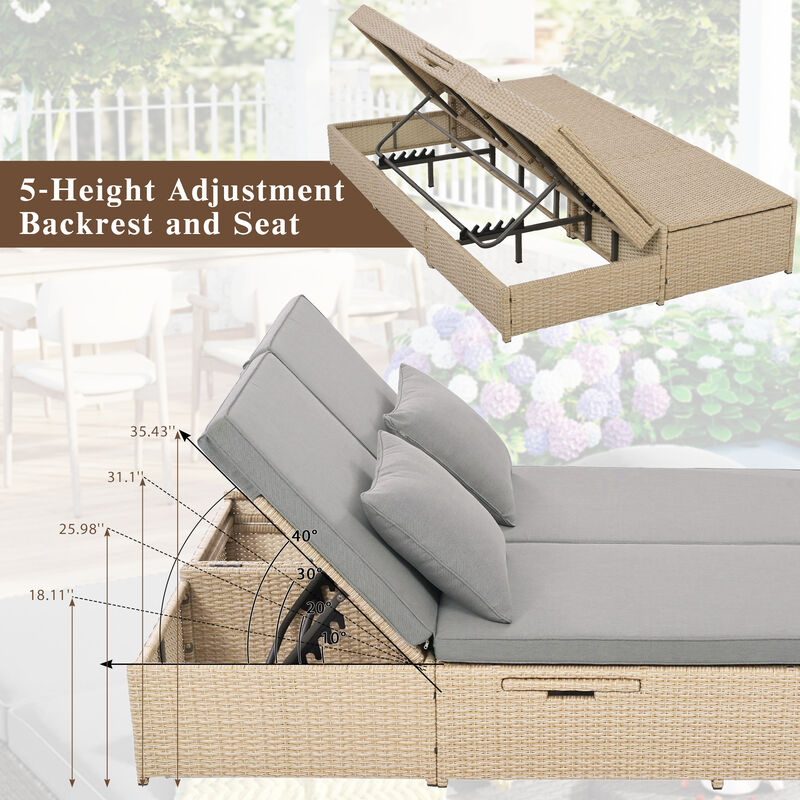 Merax Outdoor Double Sunbed Conversational Set image number 5