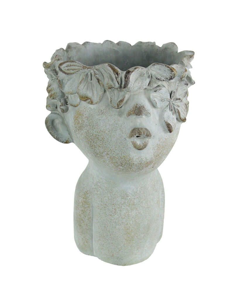 Pucker Up Kissing Face Weathered Finish Concrete Head Planter 10 Inches High image number 0