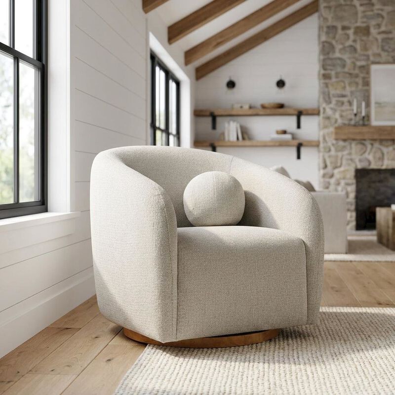 Chenille Fabric Swivel Accent Chair with Arms for Living Room, Dove Gray image number 3