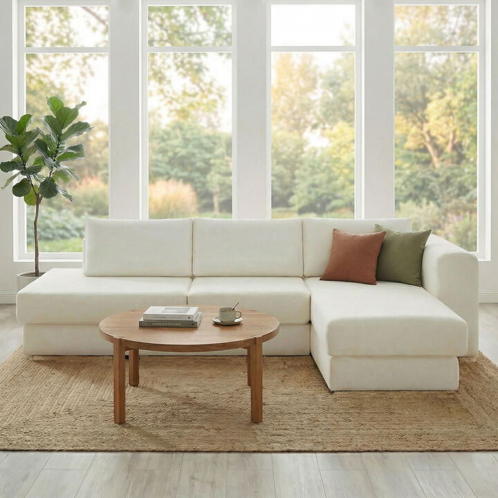 Merax Modular L-Shaped Chenille Sectional Sofa with Double-Layer Cushions
