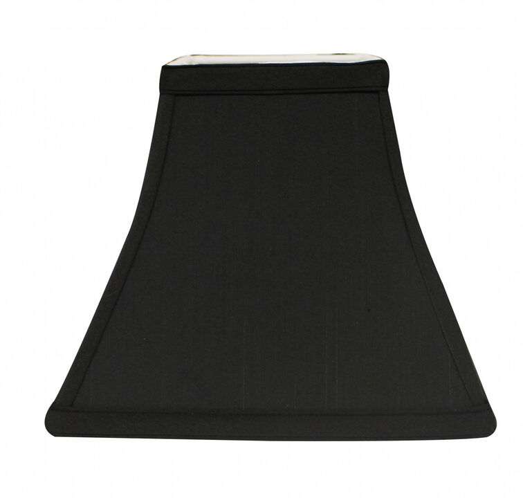 Hivvago 8" Black with White Lining Square Bell Shantung Lampshade