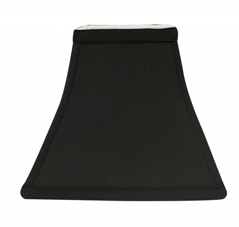 Hivvago 8" Black with White Lining Square Bell Shantung Lampshade
