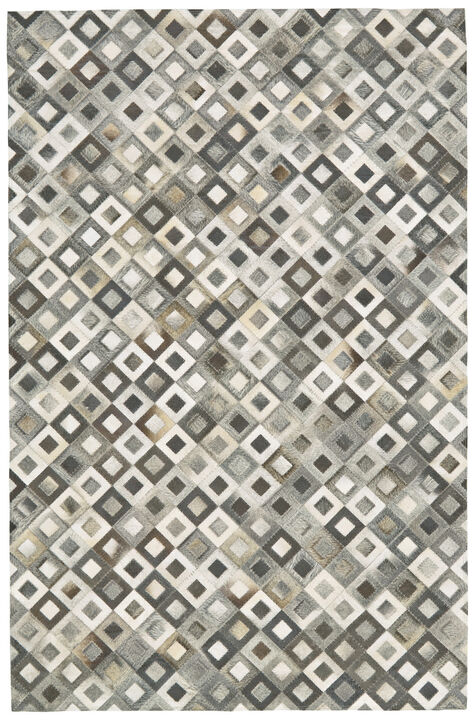 HomeRoots Faux Cowhide Geometric Area Rug