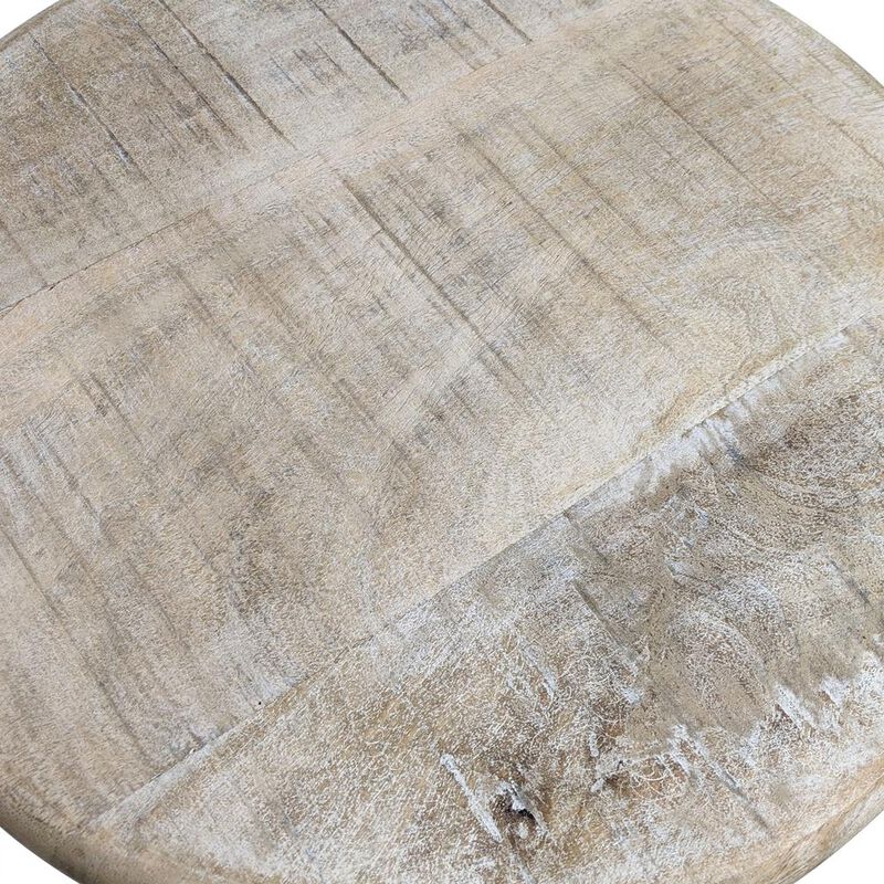 Carolina Living Justin Adjustable Barstool - Natural Driftwood Seat - Aged Iron Base