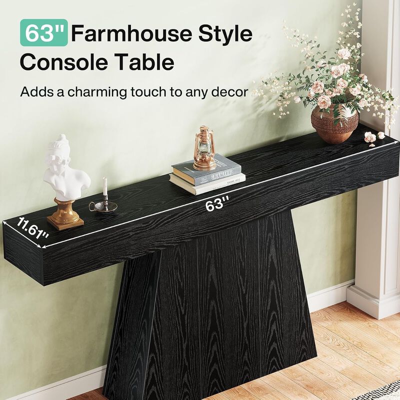Tribesigns Modern Trapezoidal Wood Console Table image number 7