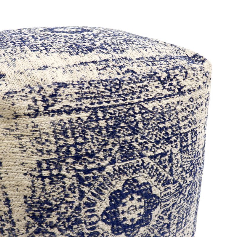 Pasargad Home Grandcanyon Distressed Cotton Pouf, Navy/Ivory image number 3