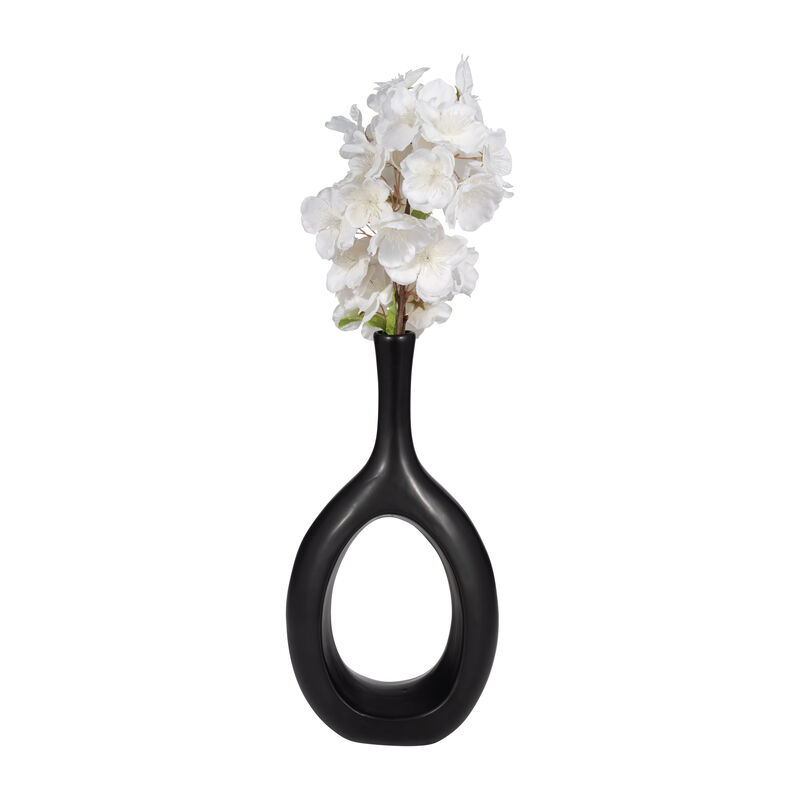 Cer, 12" Curved Open Cut Out Vase, Black image number 3
