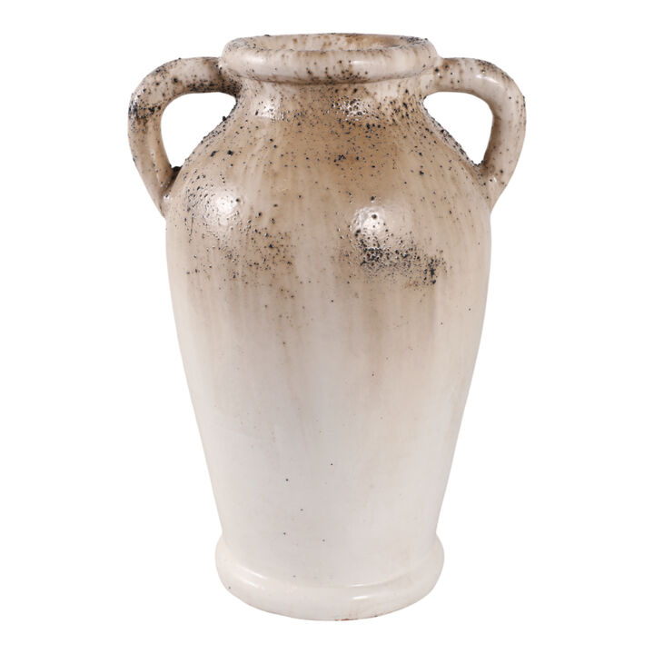 12x7" Textured Terracotta 2-handle Vase