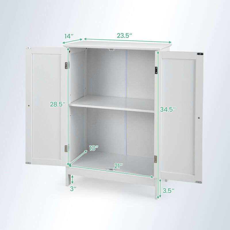 2-Door Freee-Standing Bathroom Cabinet with Shelf