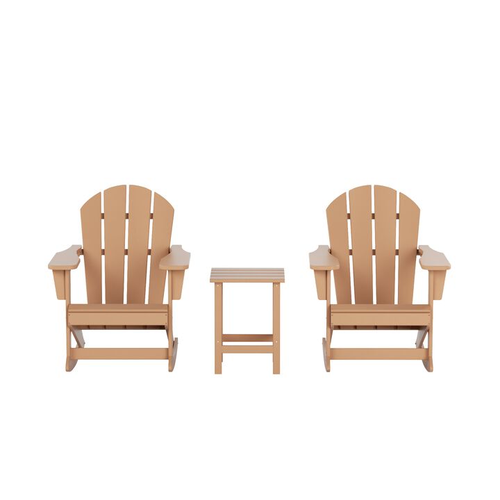 WestinTrends 3-Piece Outdoor Patio Rocking Adirondack Chairs with Side Table Set