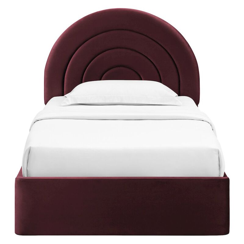 Solana Arched Performance Velvet Twin Platform Bed image number 5