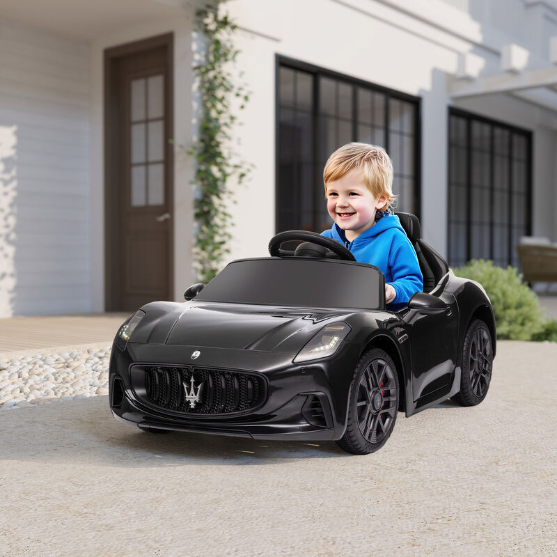 BreeBe Maserati Gran Turismo Licensed 12V Kids Electric Car w/ Remote Control, Soft Start, LED Lights, Music, Horn image number 1