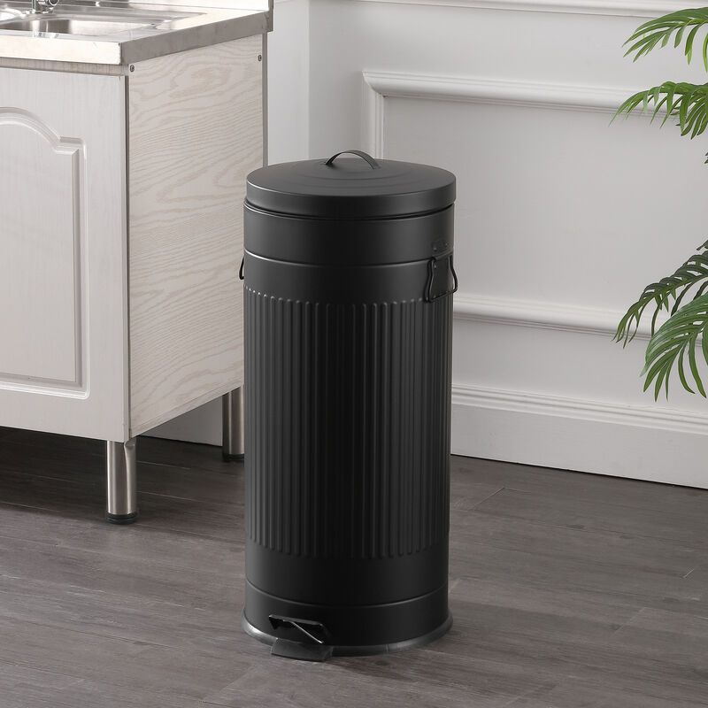 Theo Retro 8-Gallon Step Trash Can with Soft-Close Lid and FREE Mini Trash Can