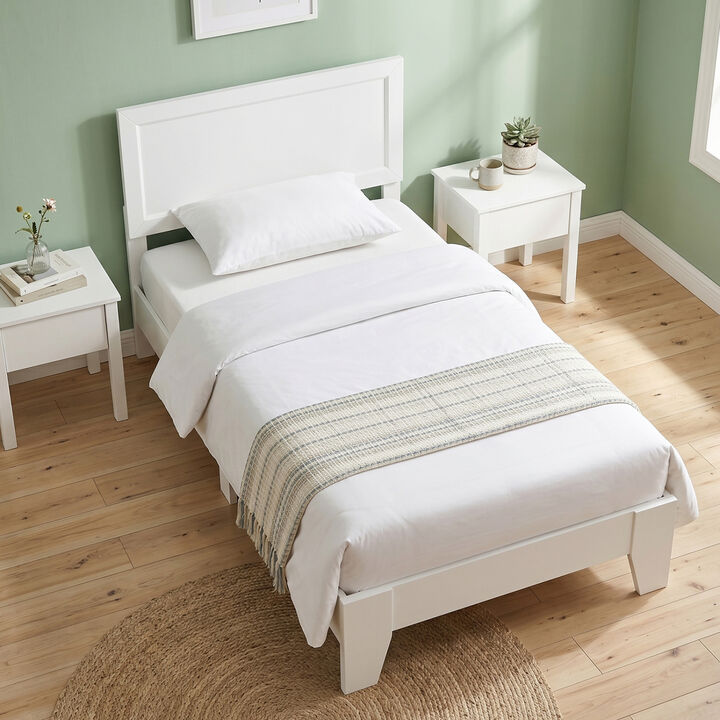 Twin Size Bed Frame with Headboard, No Box Spring Needed for Small Room
