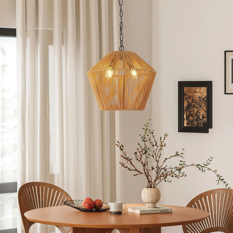 ELEMENT ACE Handcrafted Natural Hemp Rope Pendant Light Fixture with Adjustable Height for Kitchen Island Dining Room or Bedroom image number 1