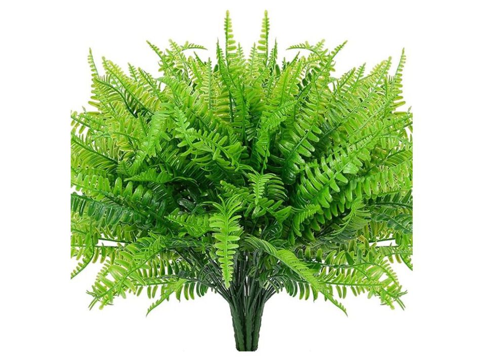 12 Piece Green Artificial Fern Plants UV Resistant Outdoor Home Decor