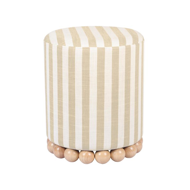 Casafoyer Dex Beige Striped Linen Ottoman | (2 Units)