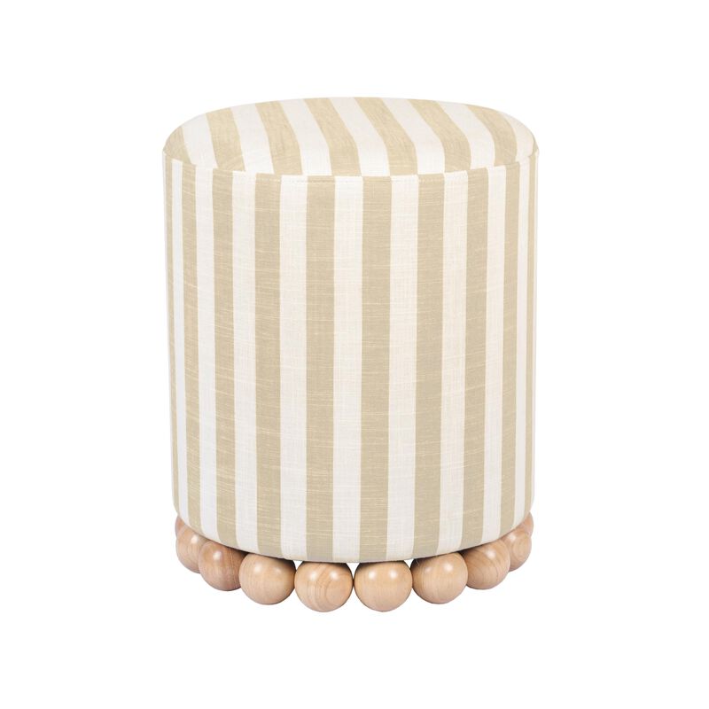 Casafoyer Dex Beige Striped Linen Ottoman | (2 Units) image number 0