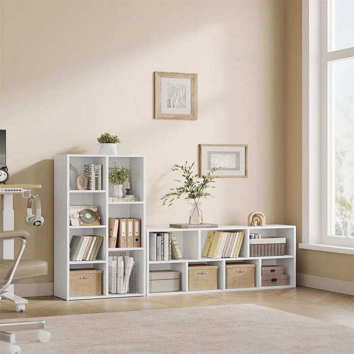 Vertical Bookshelf with 7 Open Compartments – Tall Organizer for Books, Files & Decorative Items